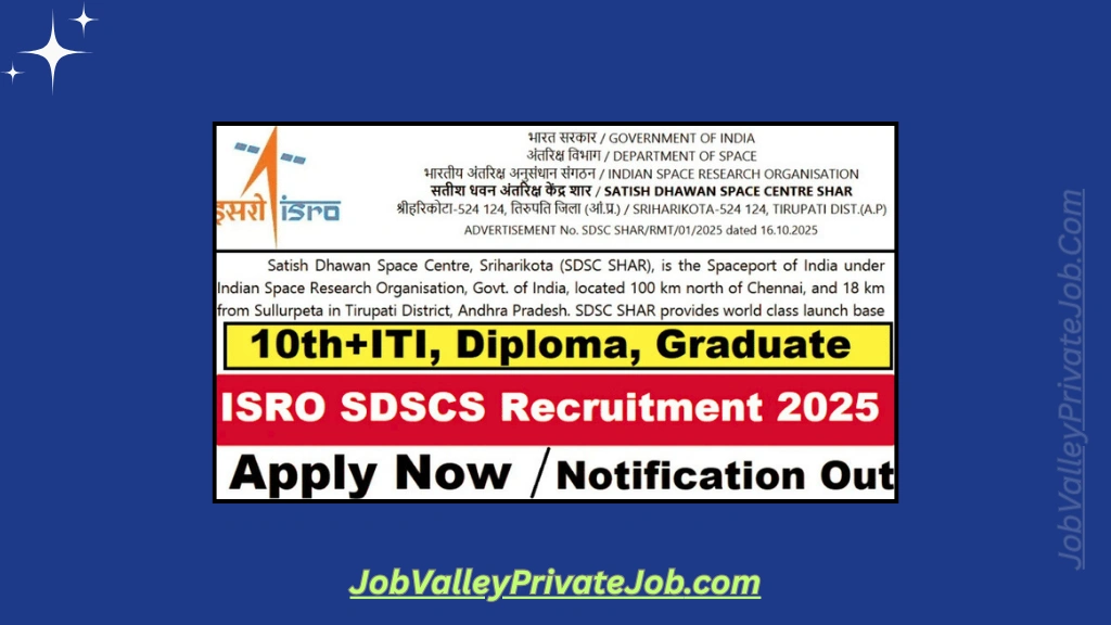 ISRO SDSC Recruitment 2025: Apply Now for 144 Govt Jobs